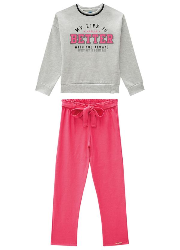 Marlan - Conjunto Blusão e Calça Jeans Cinza