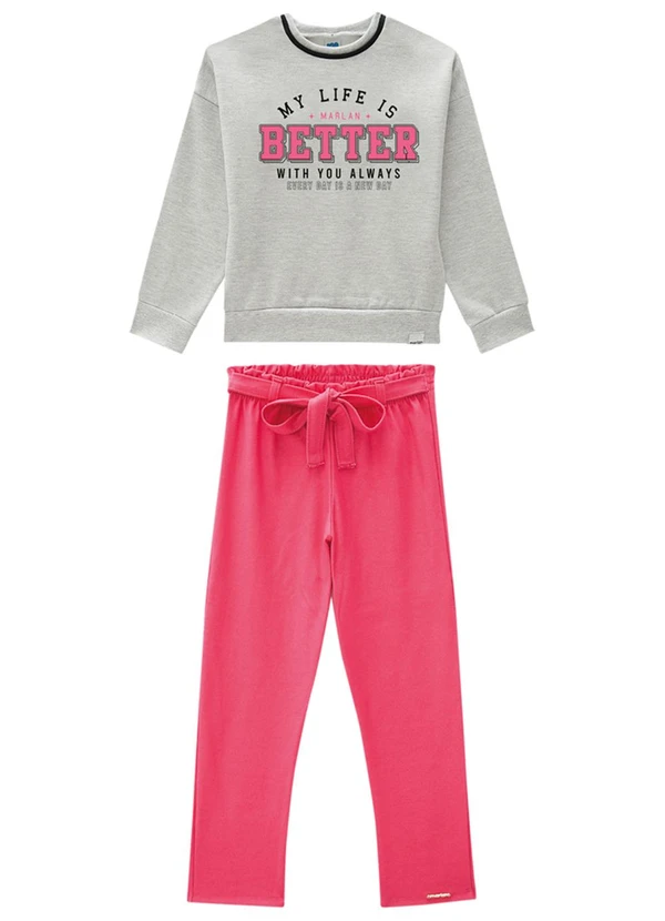 Marlan - Conjunto Blusão e Calça Jeans Cinza 1