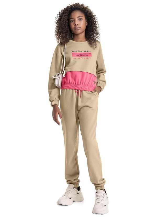 Gloss - Conjunto Blusão e Calça Juvenil Bege
