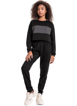 Gloss - Conjunto Blusão e Calça Juvenil Preto - GLOSS