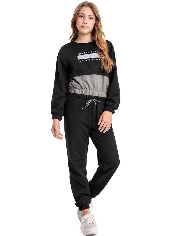 Gloss - Conjunto Blusão e Calça Juvenil Preto