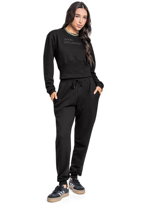 Gloss - Conjunto Blusão e Calça Juvenil Preto - GLOSS