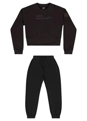 Gloss - Conjunto Blusão e Calça Juvenil Preto - GLOSS