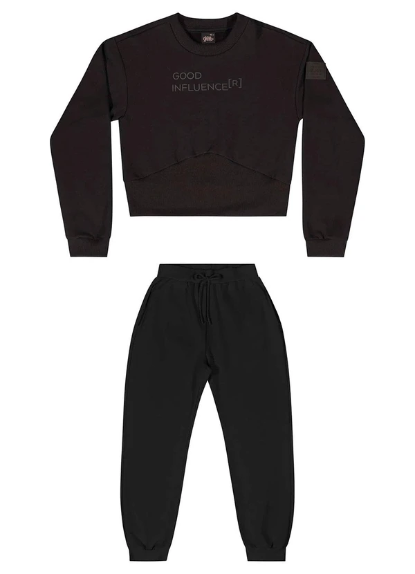 Gloss - Conjunto Blusão e Calça Juvenil Preto 2