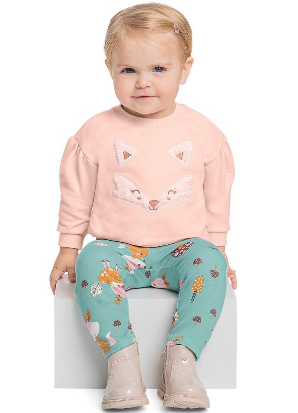 Quimby - Conjunto Blusão e Calça Legging Bebê Rosa