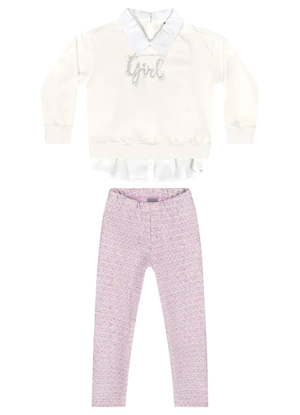 Quimby - Conjunto Blusão e Calça Legging Bege 2