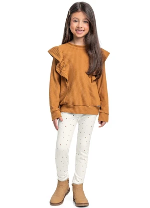 Quimby - Conjunto Blusão e Calça Legging Marrom - QUIMBY