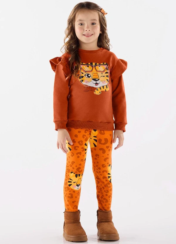 Up Baby - Conjunto Blusão e Calça Legging Marrom