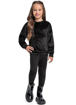 Quimby - Conjunto Blusão e Calça Legging Preto - QUIMBY