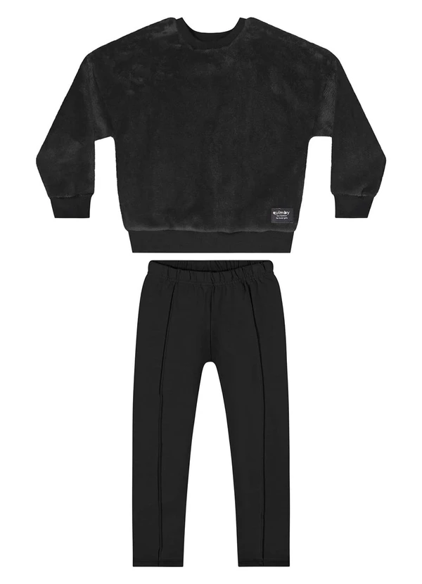 Quimby - Conjunto Blusão e Calça Legging Preto 2