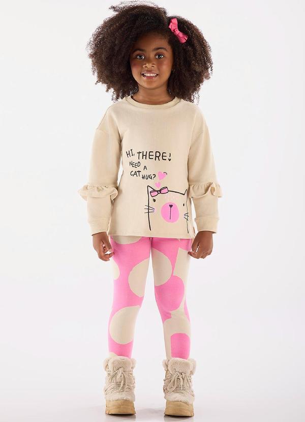 Up Baby - Conjunto Blusão e Calça Menina Bege