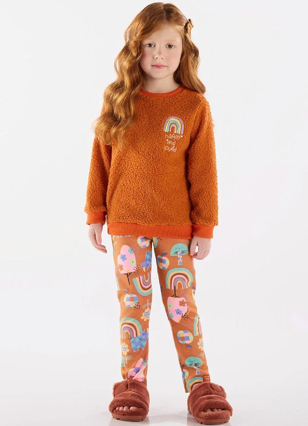 Up Baby - Conjunto Blusão e Calça Menina Laranja