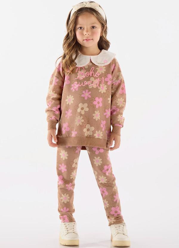 Up Baby - Conjunto Blusão e Calça Menina Marrom