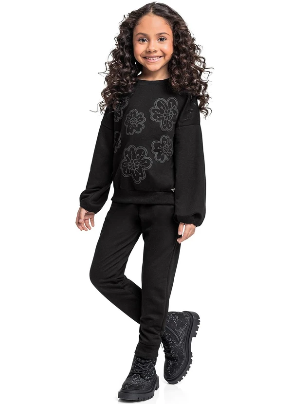 Quimby - Conjunto Blusão e Calça Menina Preto