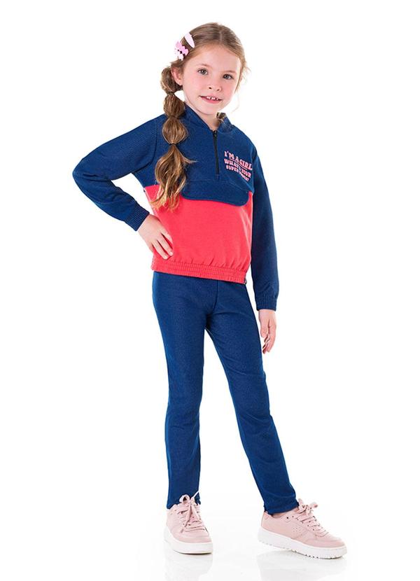 Marlan - Conjunto Blusão e Calça Molecotton I'M Girl Azul