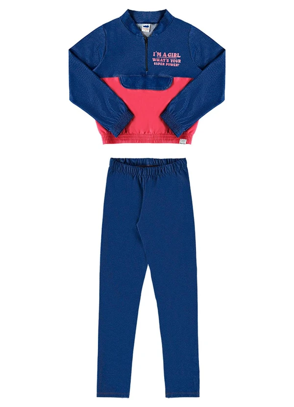 Marlan - Conjunto Blusão e Calça Molecotton I'M Girl Azul 2