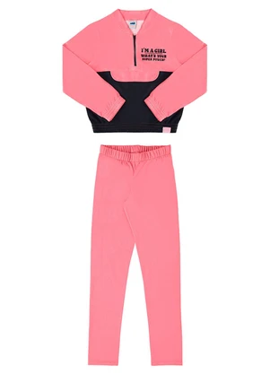Marlan - Conjunto Blusão e Calça Molecotton I'M Girl Rosa - MARLAN