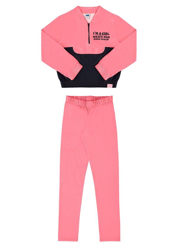 Marlan - Conjunto Blusão e Calça Molecotton I'M Girl Rosa