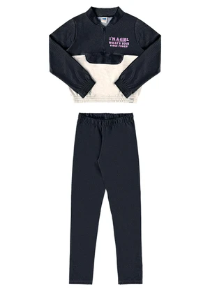 Marlan - Conjunto Blusão e Calça Molecotton I'M Preto - MARLAN