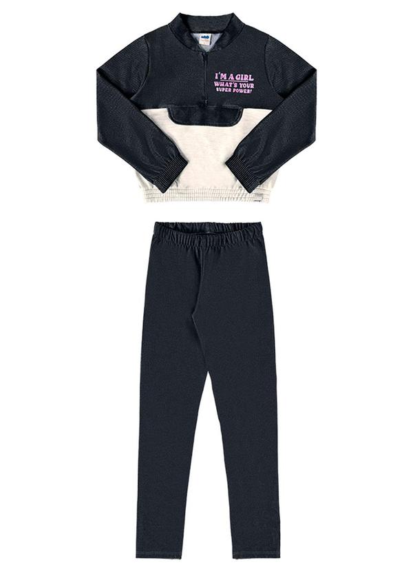 Marlan - Conjunto Blusão e Calça Molecotton I'M Preto