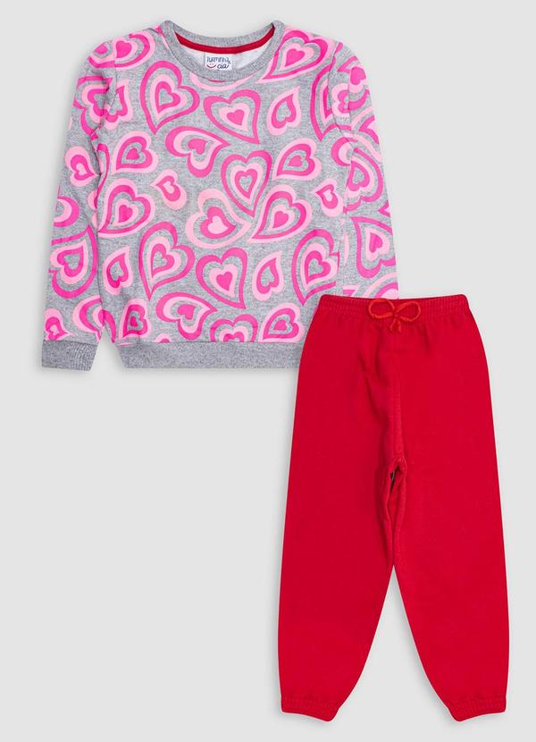 Turminha - Conjunto Blusão e Calça Moletom Básica Cinza