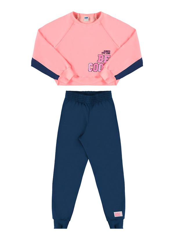 Marlan - Conjunto Blusão e Calça Moletom Be Cool Rosa