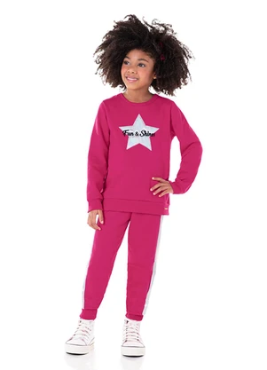 Marlan - Conjunto Blusão e Calça Moletom Holográfico Rosa - MARLAN