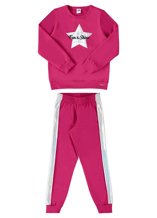 Marlan - Conjunto Blusão e Calça Moletom Holográfico Rosa 2