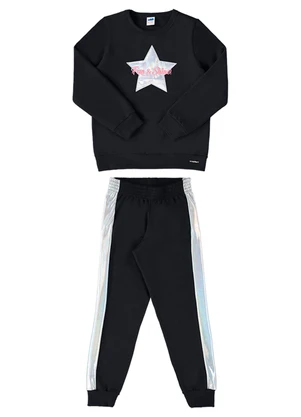 Marlan - Conjunto Blusão e Calça Moletom Preto - MARLAN