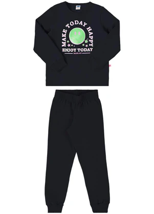 Marlan - Conjunto Blusão e Calça Moletom Preto - MARLAN