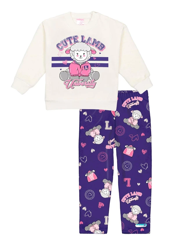 Abrange - Conjunto Blusão e Calça Ovelha Baby Bege