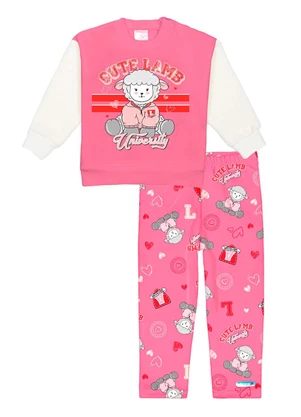 Abrange - Conjunto Blusão e Calça Ovelha Baby Rosa - ABRANGE