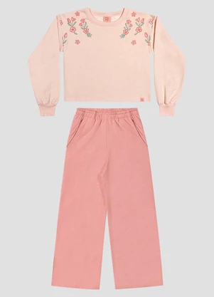 Kely Kety - Conjunto Blusão e Calça Pantalona Rosa - KELY KETY