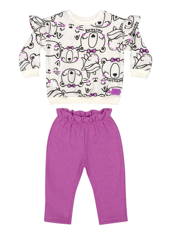 Quimby - Conjunto Blusão e Calça para Bebê Branco