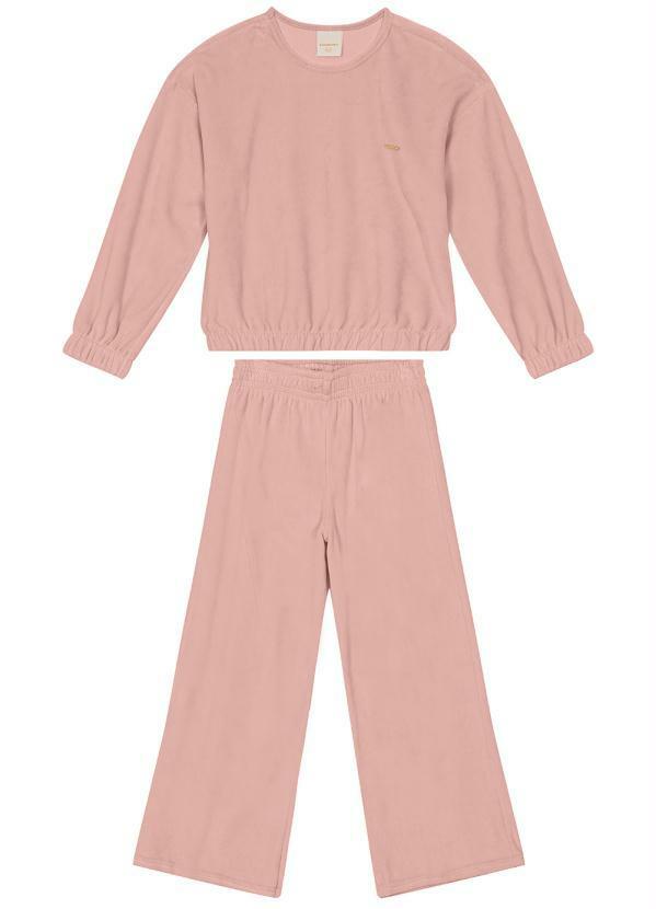 Carinhoso - Conjunto Blusão e Calça Plush Menina Rosa