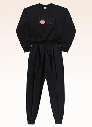 Fakini Kids - Conjunto Blusão e Calça Preto - FAKINI KIDS
