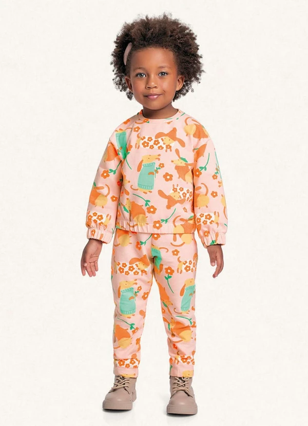 Fakini Kids - Conjunto Blusão e Calça Rosa
