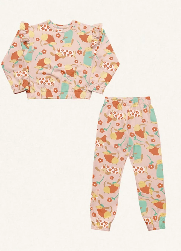 Fakini Kids - Conjunto Blusão e Calça Rosa