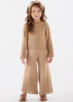 Up Baby - Conjunto Blusão e Calça Tricot Bege - UP BABY