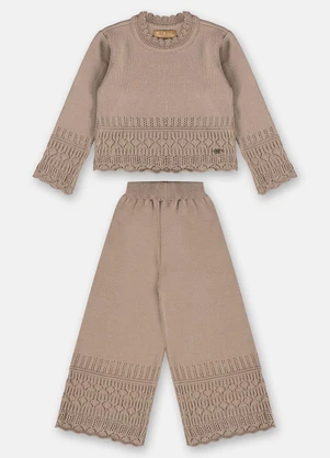 Up Baby - Conjunto Blusão e Calça Tricot Bege - UP BABY