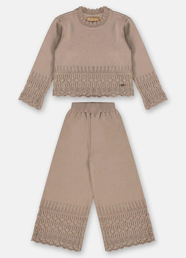 Up Baby - Conjunto Blusão e Calça Tricot Bege 2
