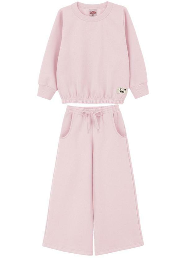 Lik Kids - Conjunto Blusão e Calça Wide Leg 2 Cabos Rosa