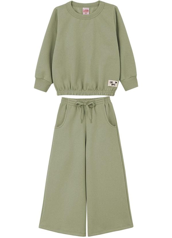 Lik Kids - Conjunto Blusão e Calça Wide Leg 2 Cabos Verde