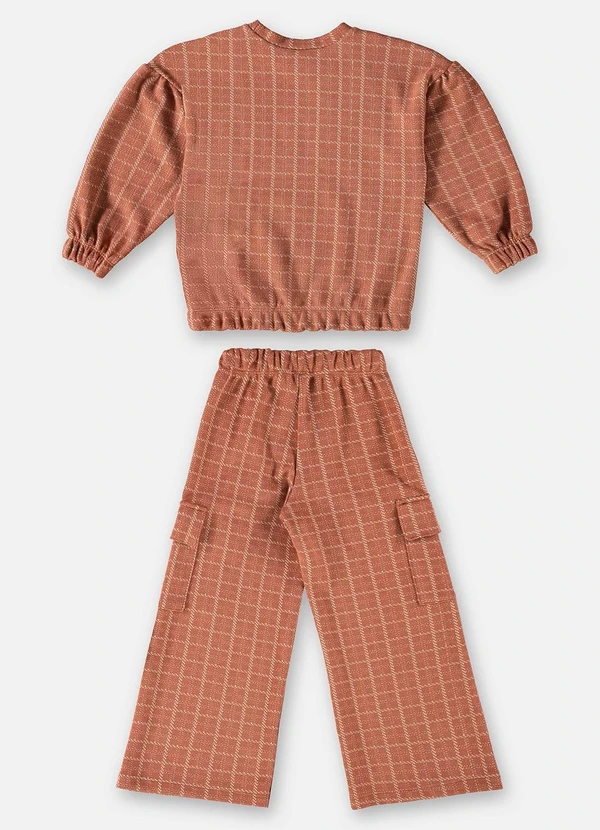 Up Baby - Conjunto Blusão e Calça Xadrez Marrom 3