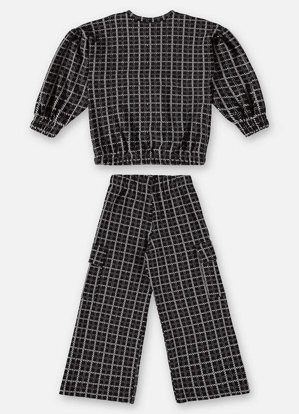 Up Baby - Conjunto Blusão e Calça Xadrez Preto 3