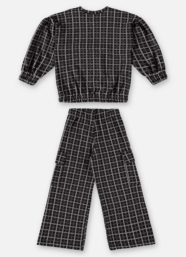 Up Baby - Conjunto Blusão e Calça Xadrez Preto 3