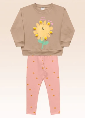 Fakini Kids - Conjunto Blusão e Legging Bege - FAKINI KIDS