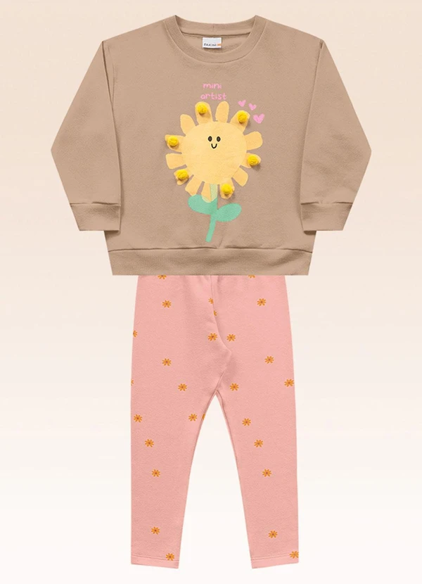 Fakini Kids - Conjunto Blusão e Legging Bege