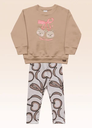Fakini Kids - Conjunto Blusão e Legging Bege - FAKINI KIDS