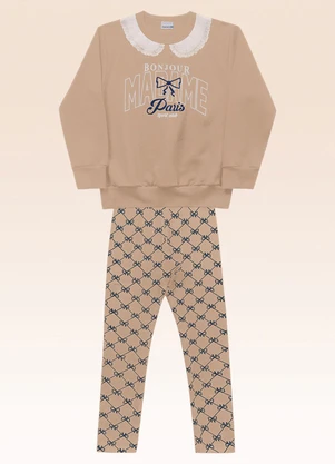 Fakini Kids - Conjunto Blusão e Legging Bege - FAKINI KIDS